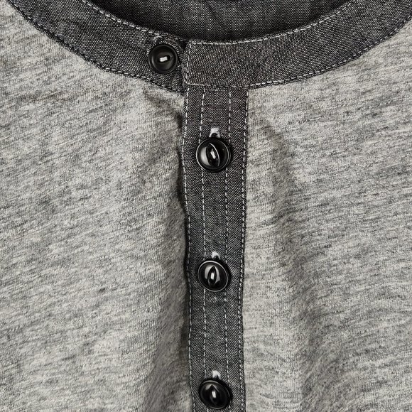 Grayers Heather Gray Cotton Long Sleeve Henley Shirt sz L - Picture 4 of 7